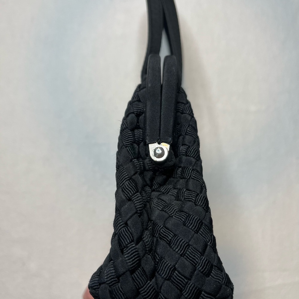 Liz Claiborne Small Black Woven Vintage Evening Purse - Picture 5 of 12